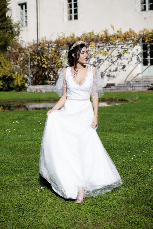 Robe de mariée signe edith creation sur mesure à Grenoble, Isère. Boutique de créateurs