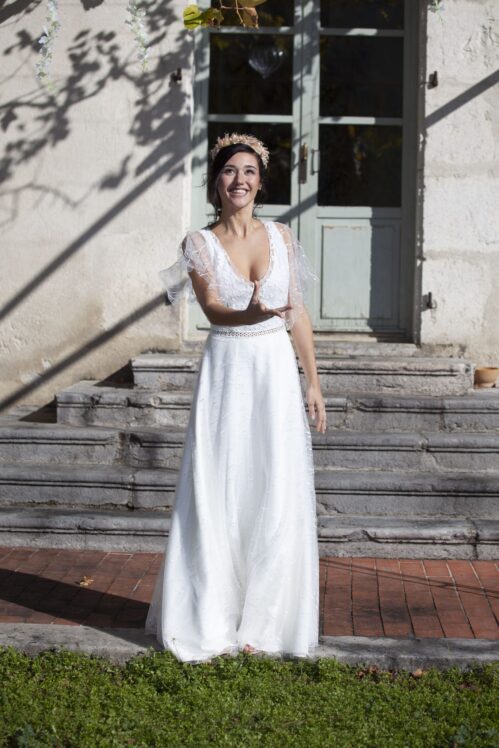 Robe de mariée signe edith creation sur mesure à Grenoble, Isère. Boutique de créateurs